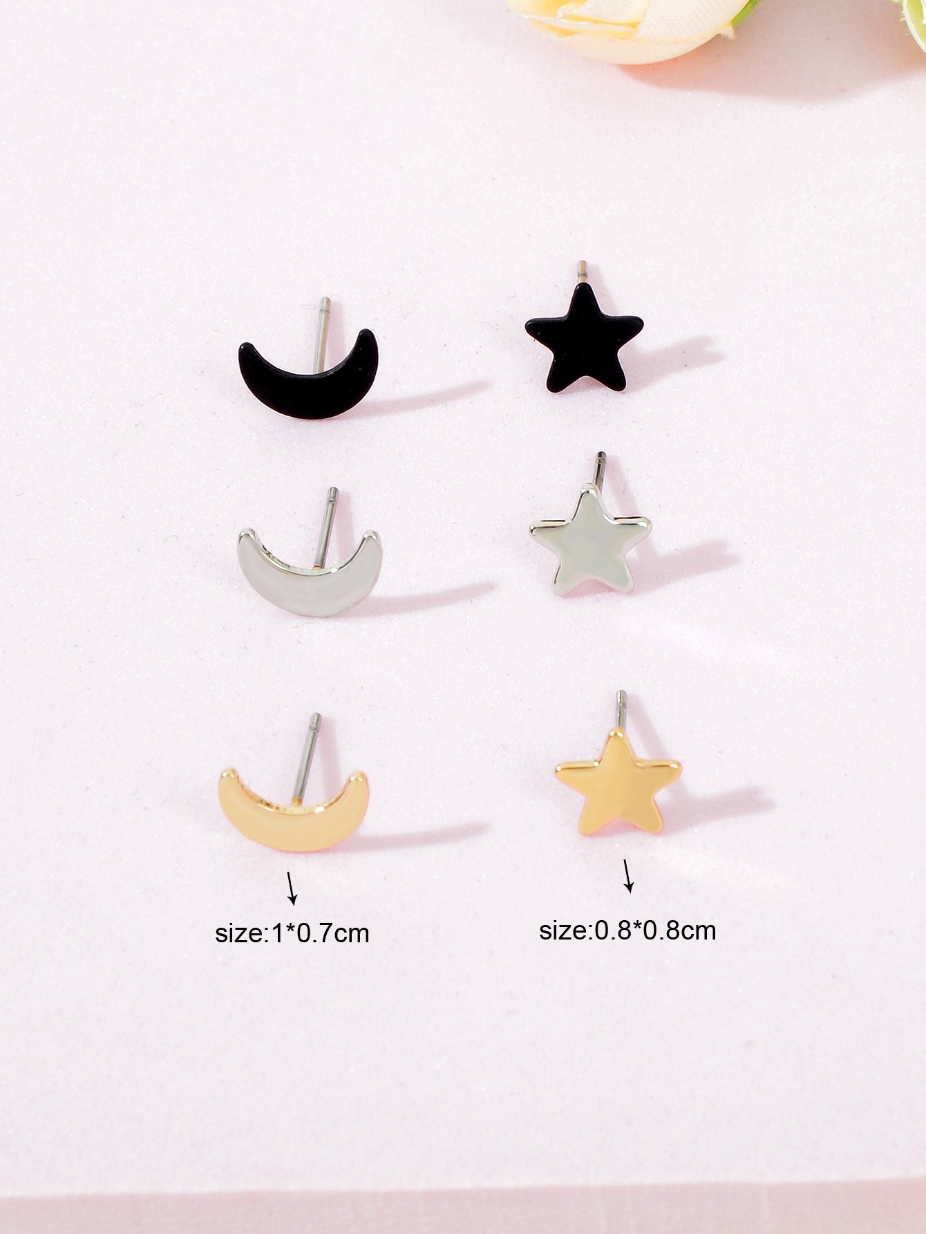 Starry Night Delight Moon and Stars Stud Earrings - Sparkle Under the Moonlight-4