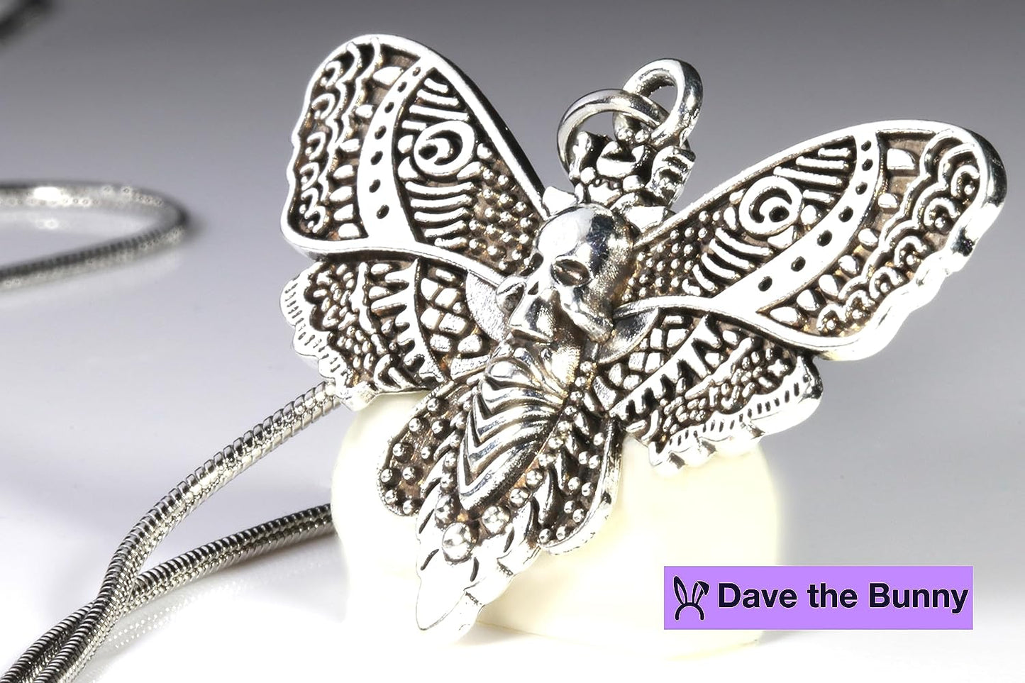 Dave The Bunny Gothic Jewelry for Men - Death Head Moth Necklace or Silver Butterfly Necklace for Women-4