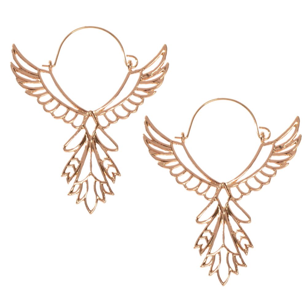 Statement Gold Hollow out Wing Big Dangle Hoop Earrings Women Party Decoration-3