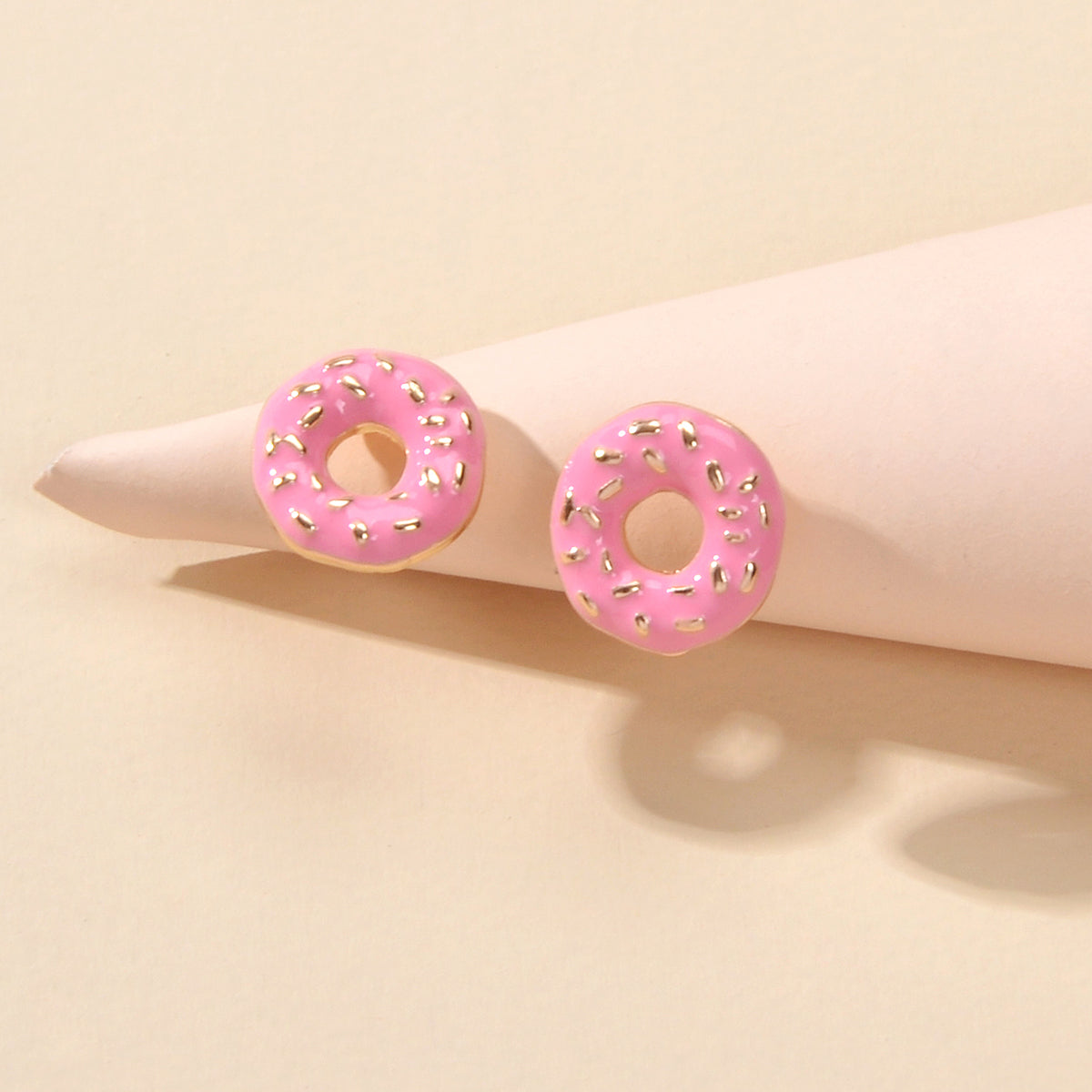 Pink  Donuts Stud Lightweight Earrings -0