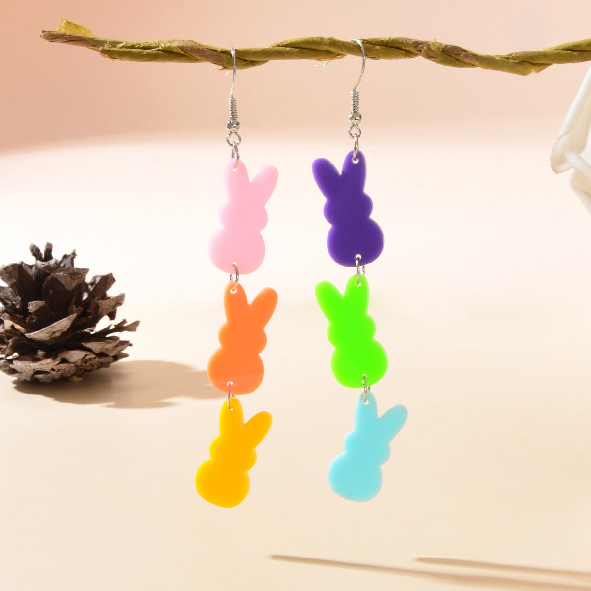 Colouful Resin Rabbit Hanging Bunny Earrings Animal Jewelry-0