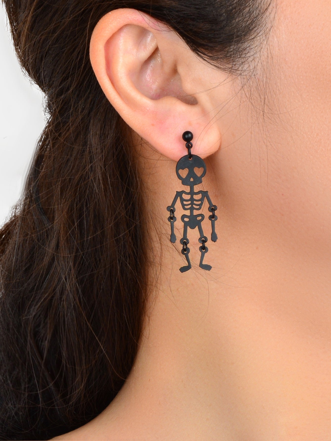 Black Skeleton Gothic Jewellery Skull Bone Earrings-1