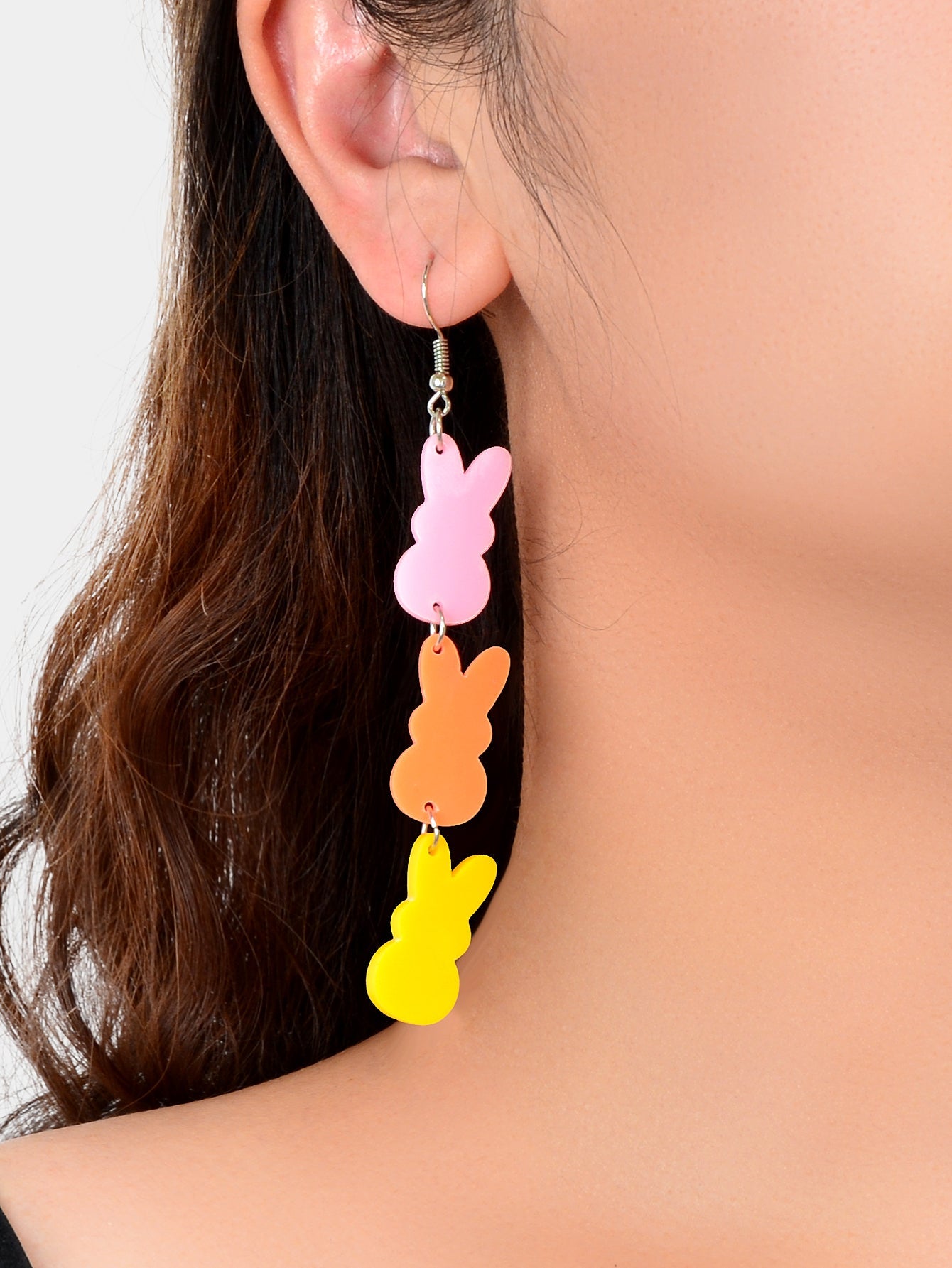 Colouful Resin Rabbit Hanging Bunny Earrings Animal Jewelry-1