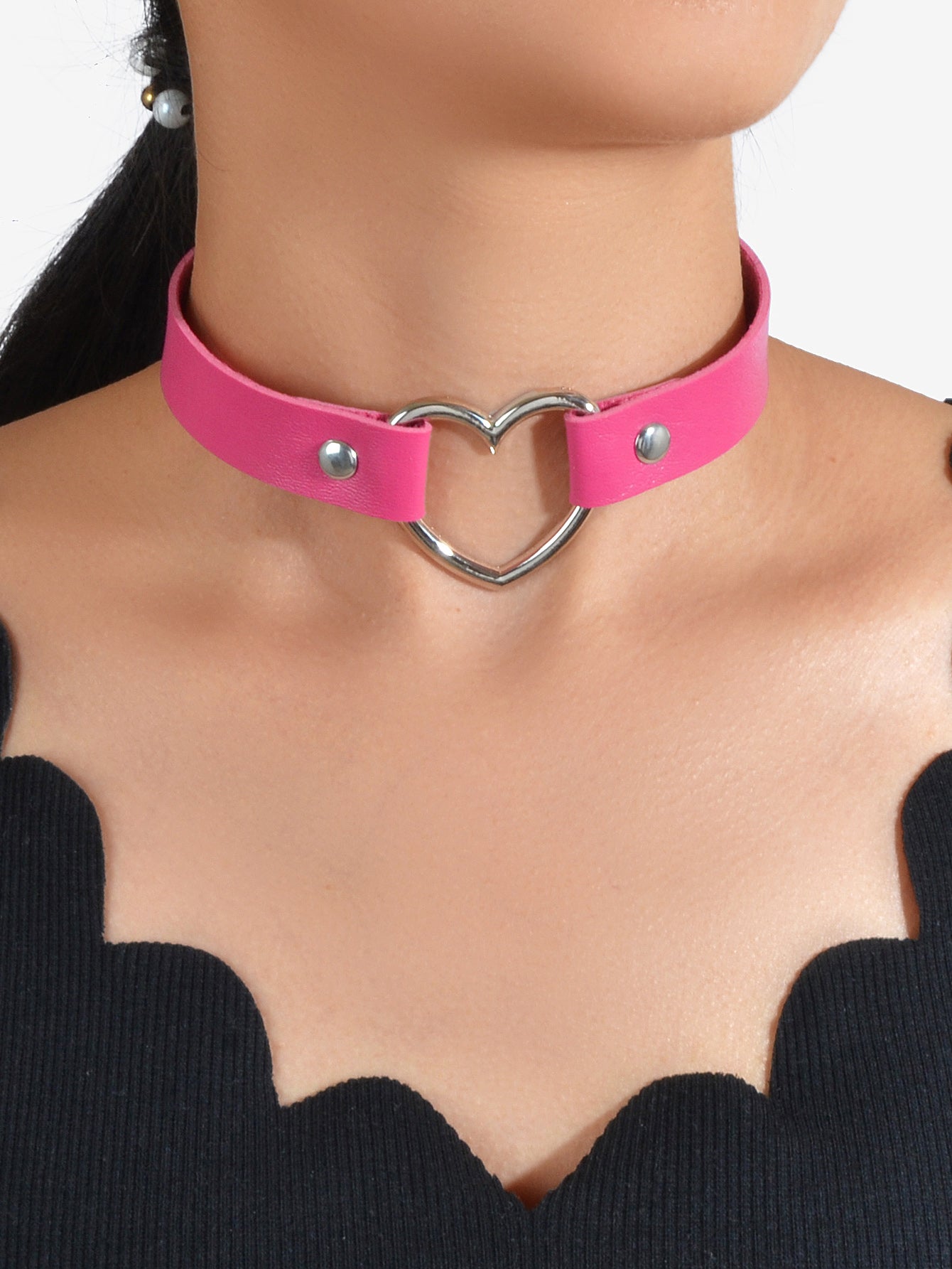 Heart Adjustable Choker Rhinestone Jewelry-6