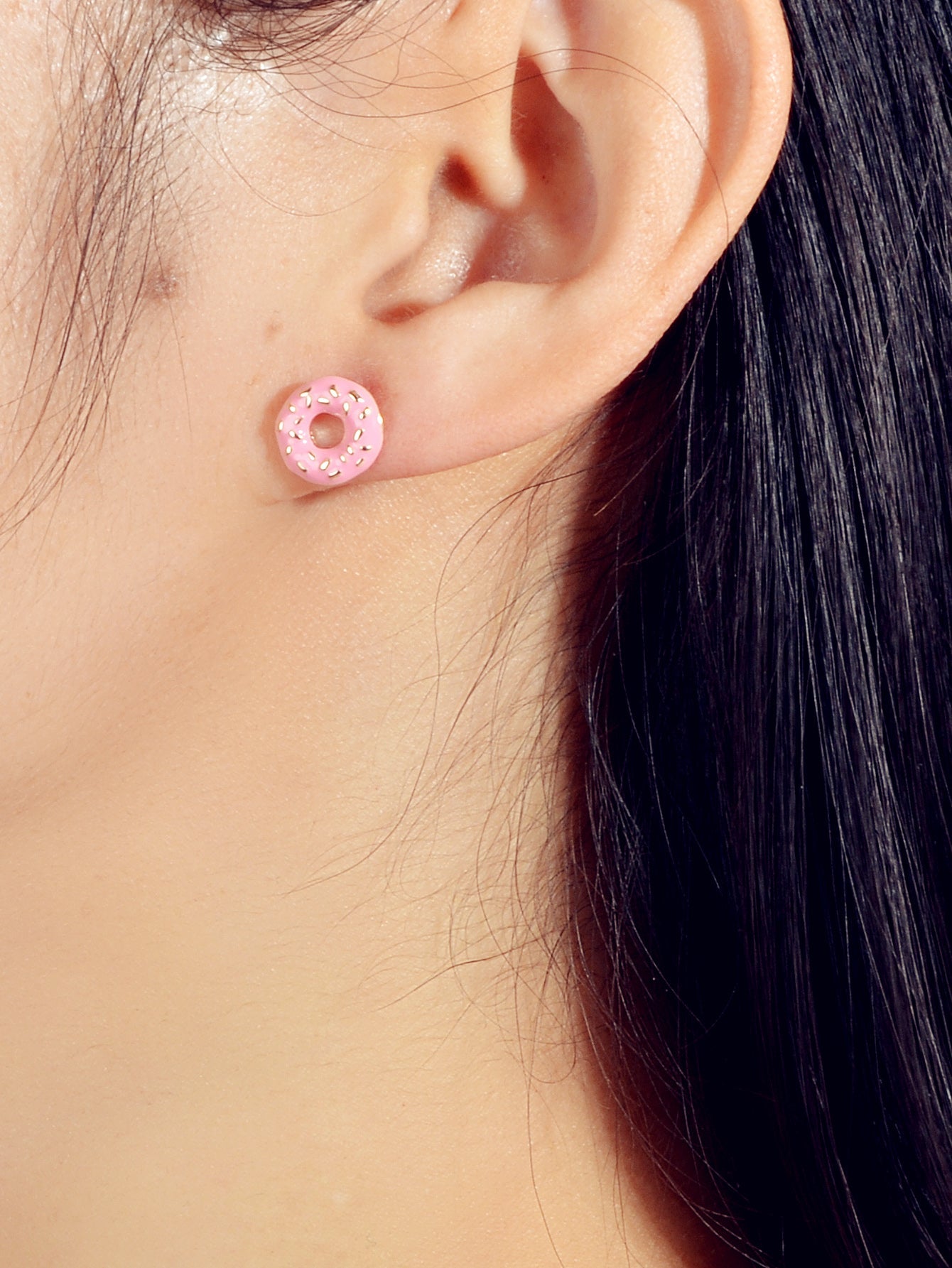 Pink  Donuts Stud Lightweight Earrings -1