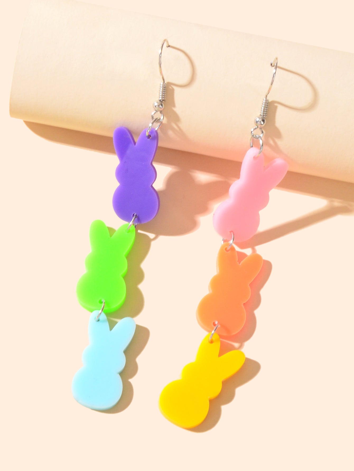 Colouful Resin Rabbit Hanging Bunny Earrings Animal Jewelry-2