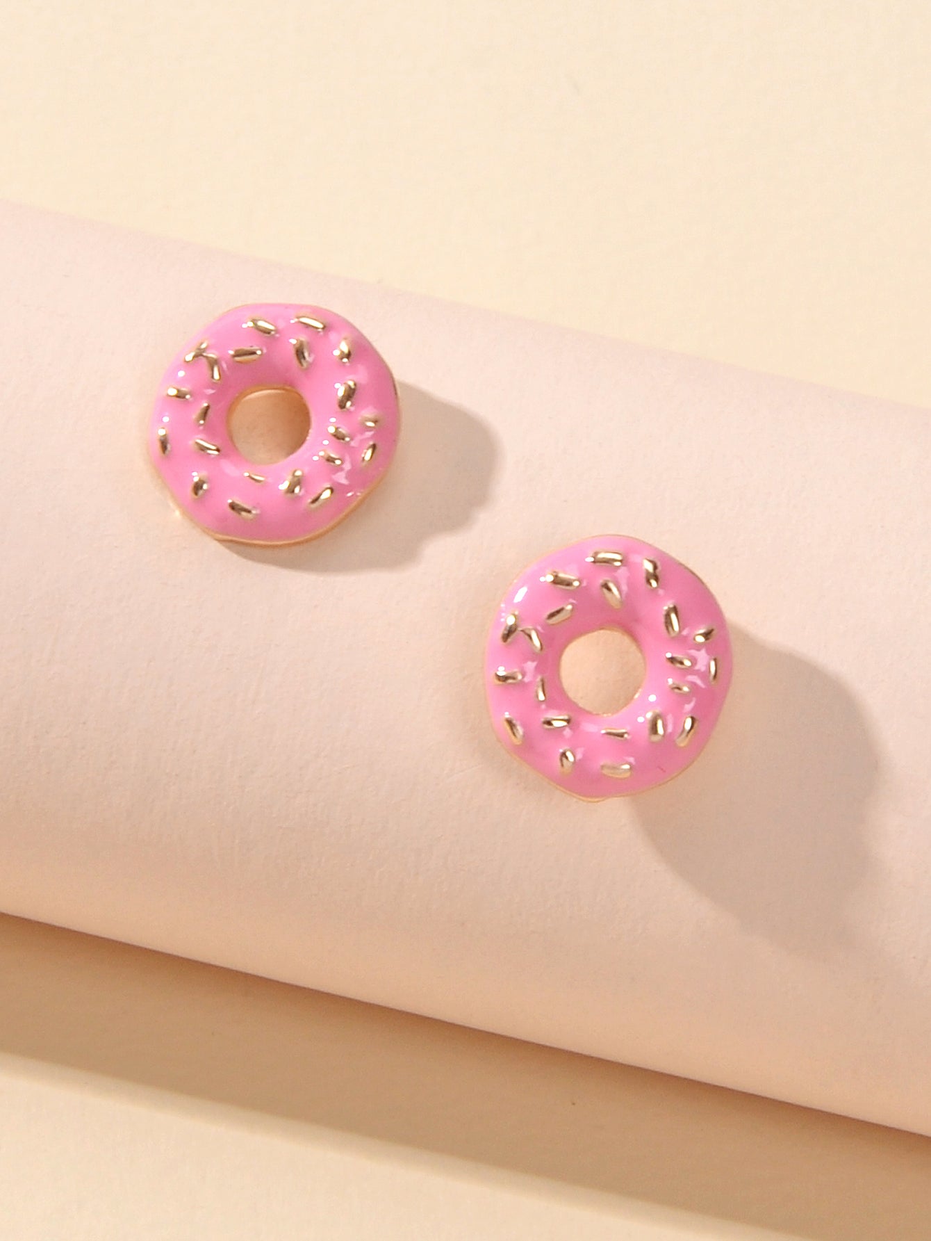 Pink  Donuts Stud Lightweight Earrings -2