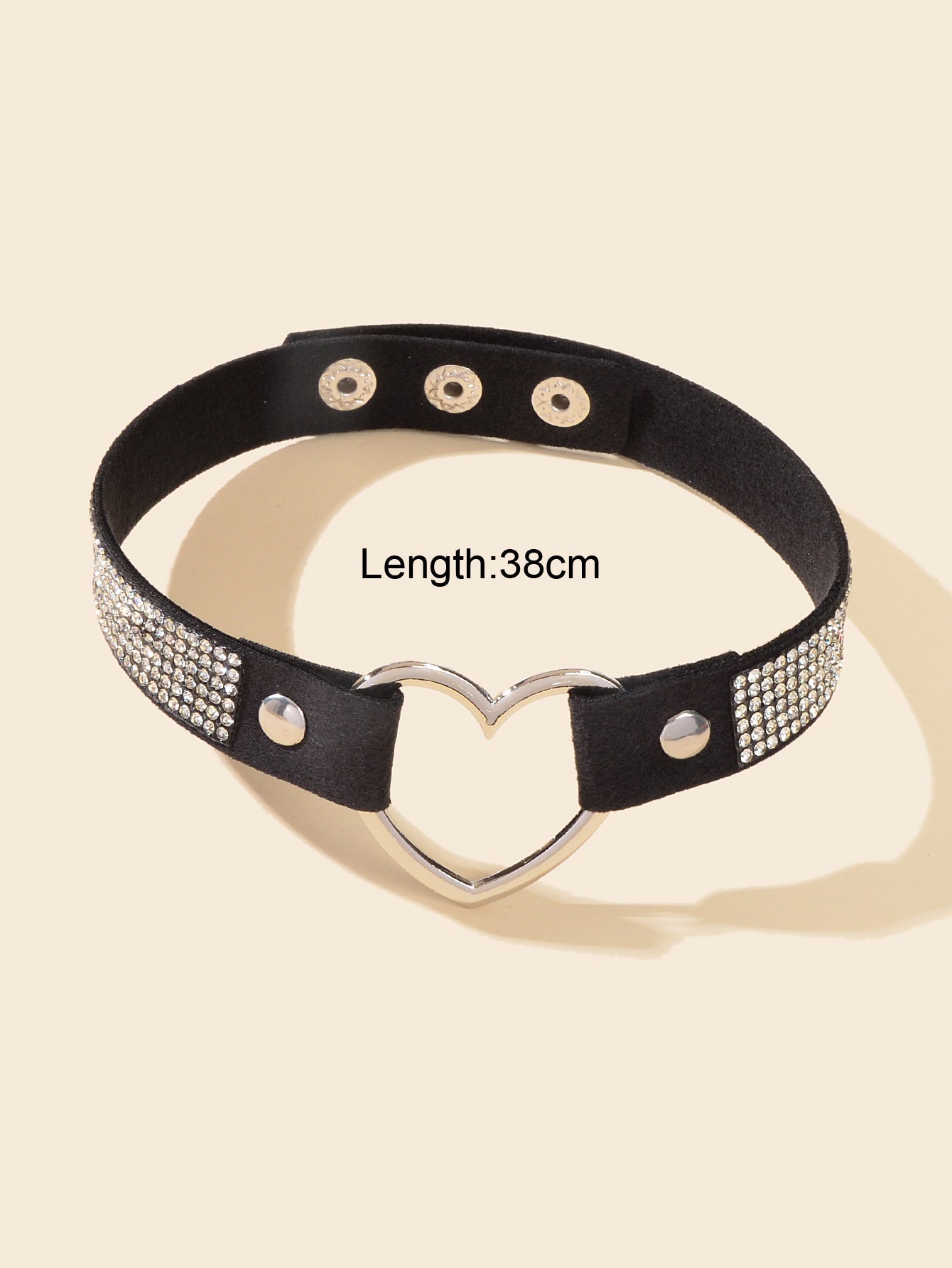 Heart Adjustable Choker Rhinestone Jewelry-2
