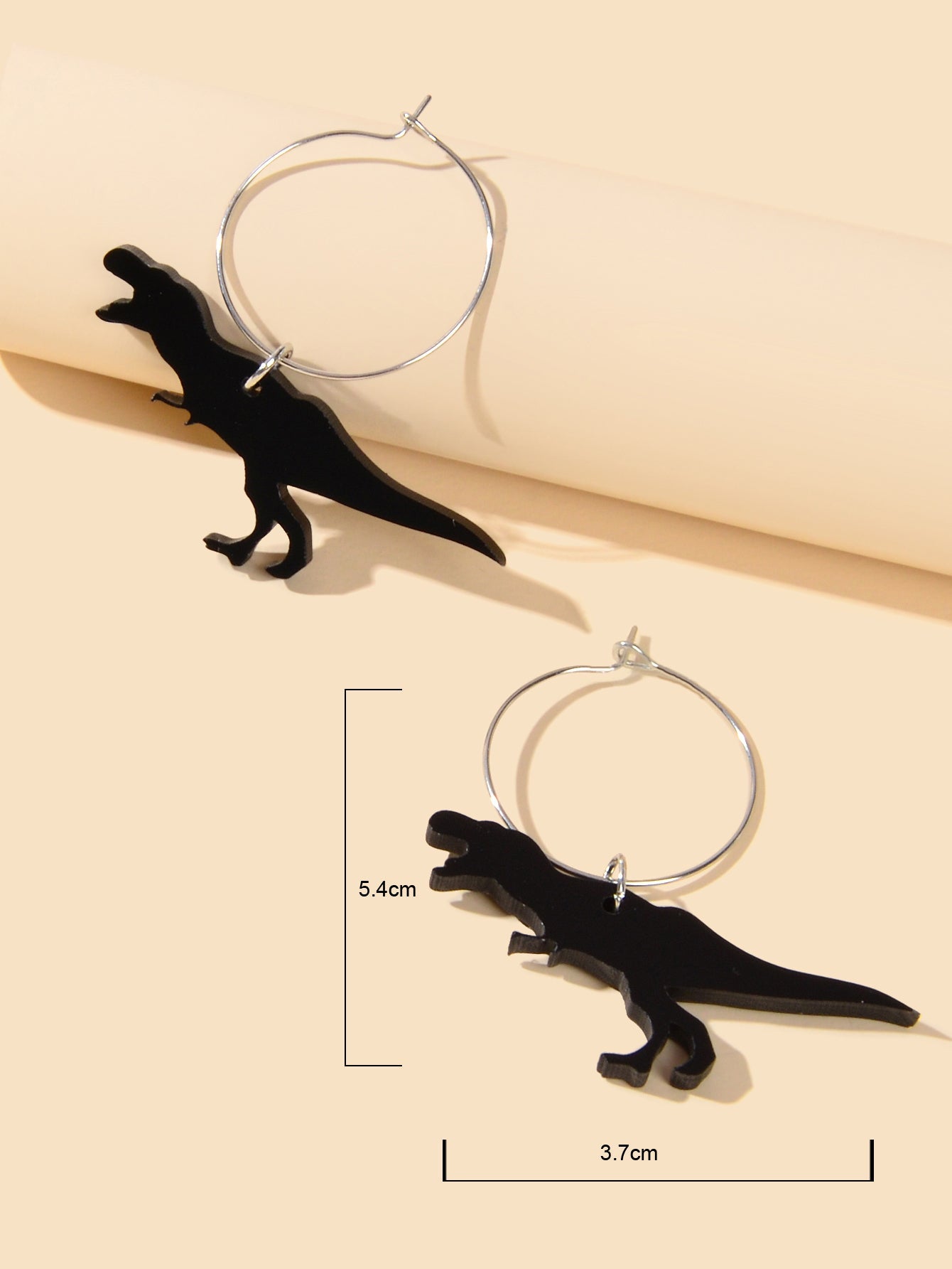 Black Acrylic Dinosaur Hoop Big Statement Earrings Jewelry-2