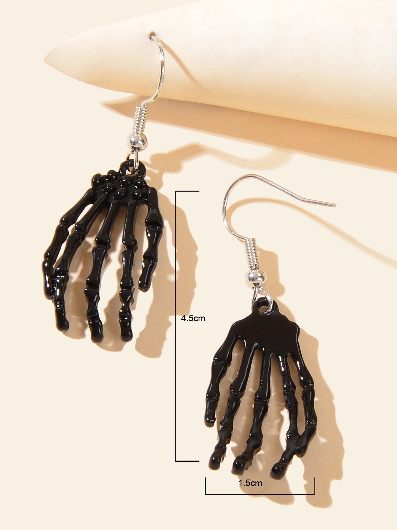 Punk Style Gothic Halloween Black Hand Skeleton hand Dangle Earrings-3