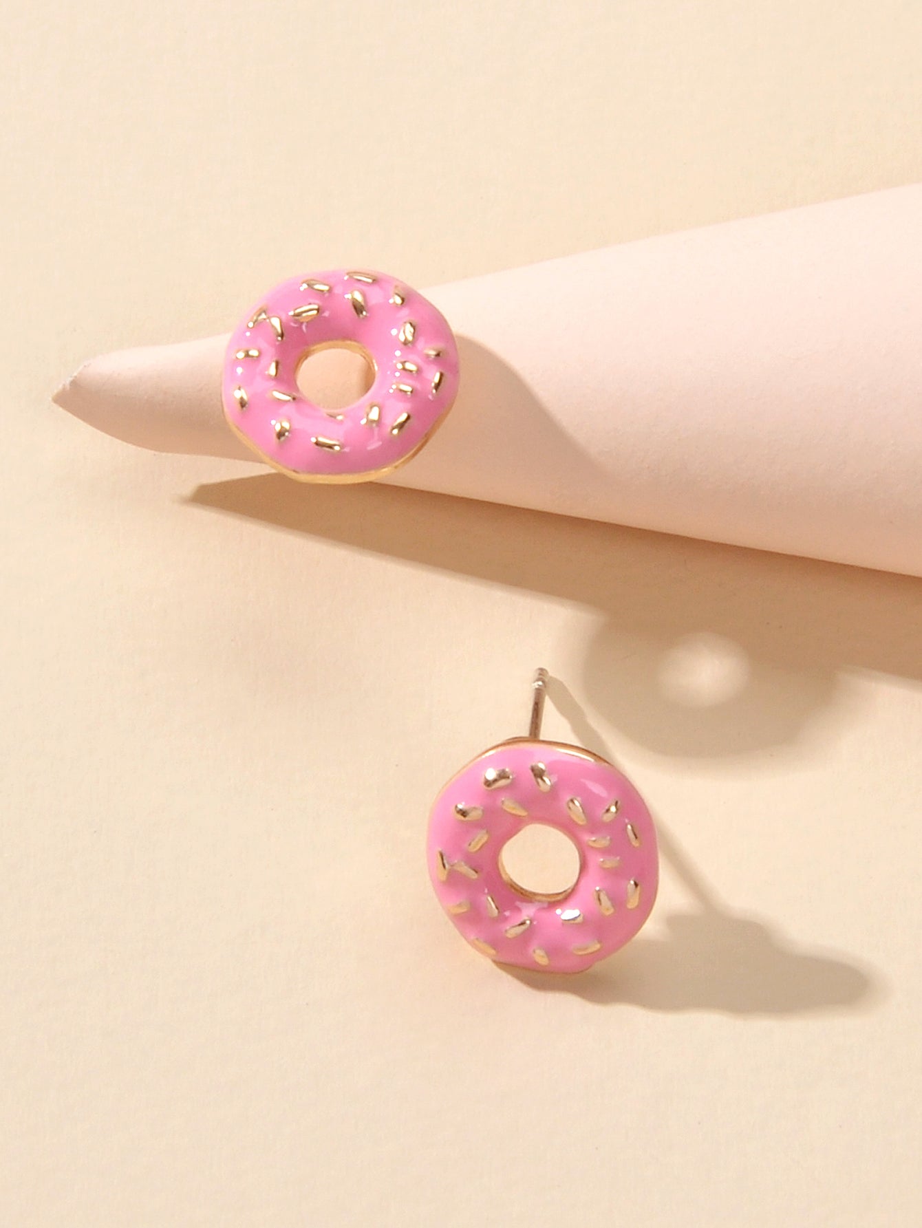 Pink  Donuts Stud Lightweight Earrings -3