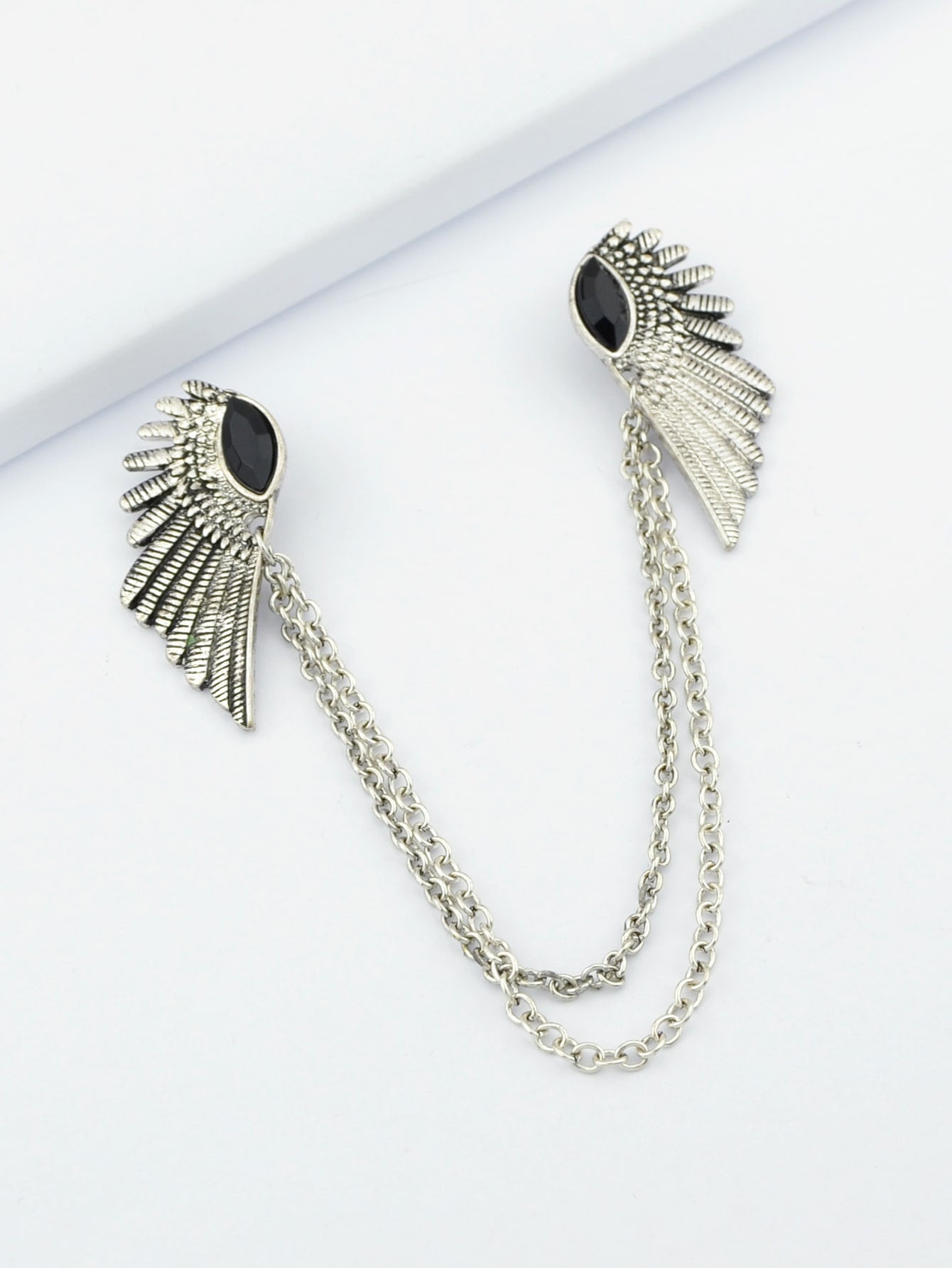 Wings Vintage Sweater Shawl Chain Clips Antique Cardigan Collar Holders Brooch-3