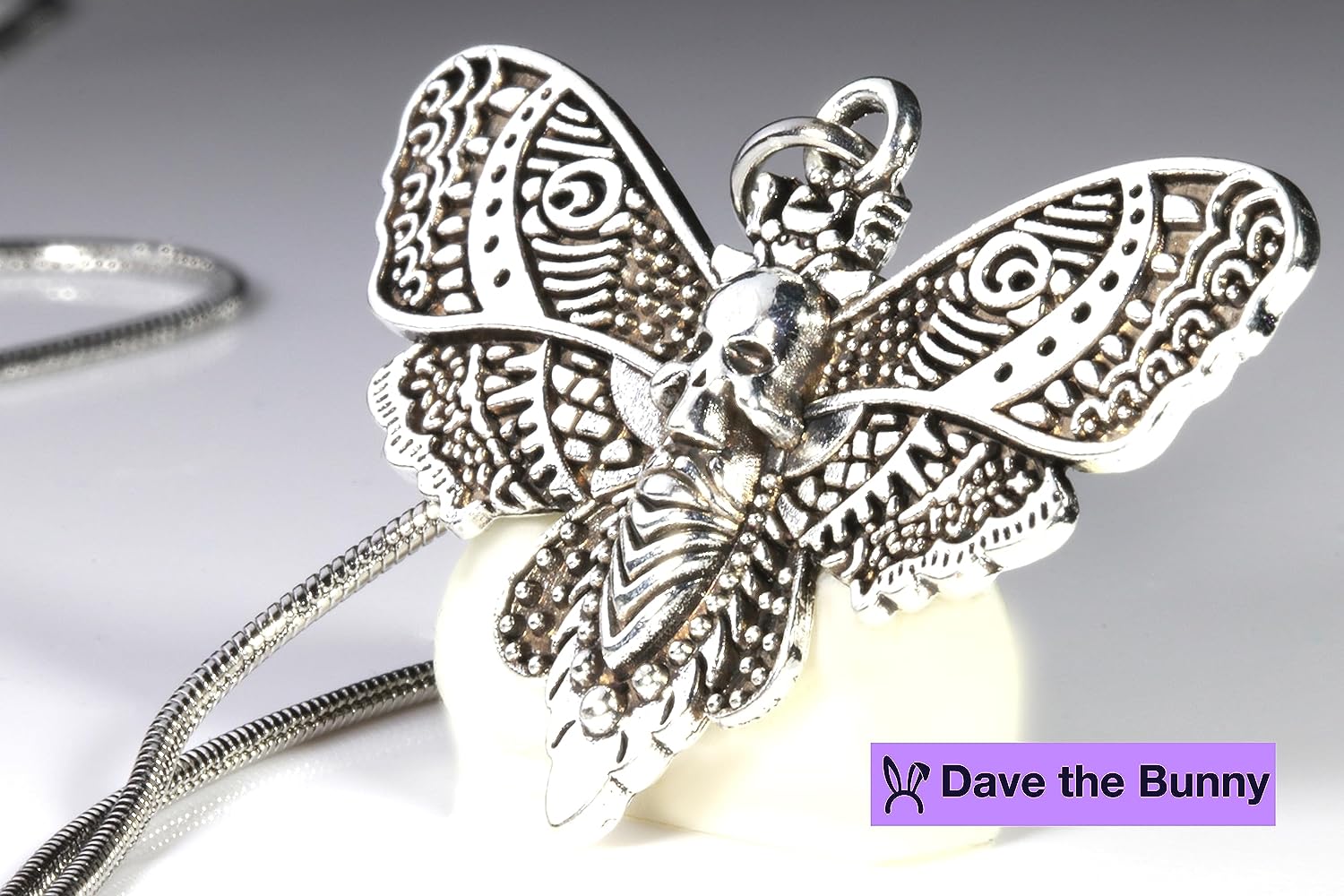Dave The Bunny Gothic Jewelry for Men - Death Head Moth Necklace or Silver Butterfly Necklace for Women-4