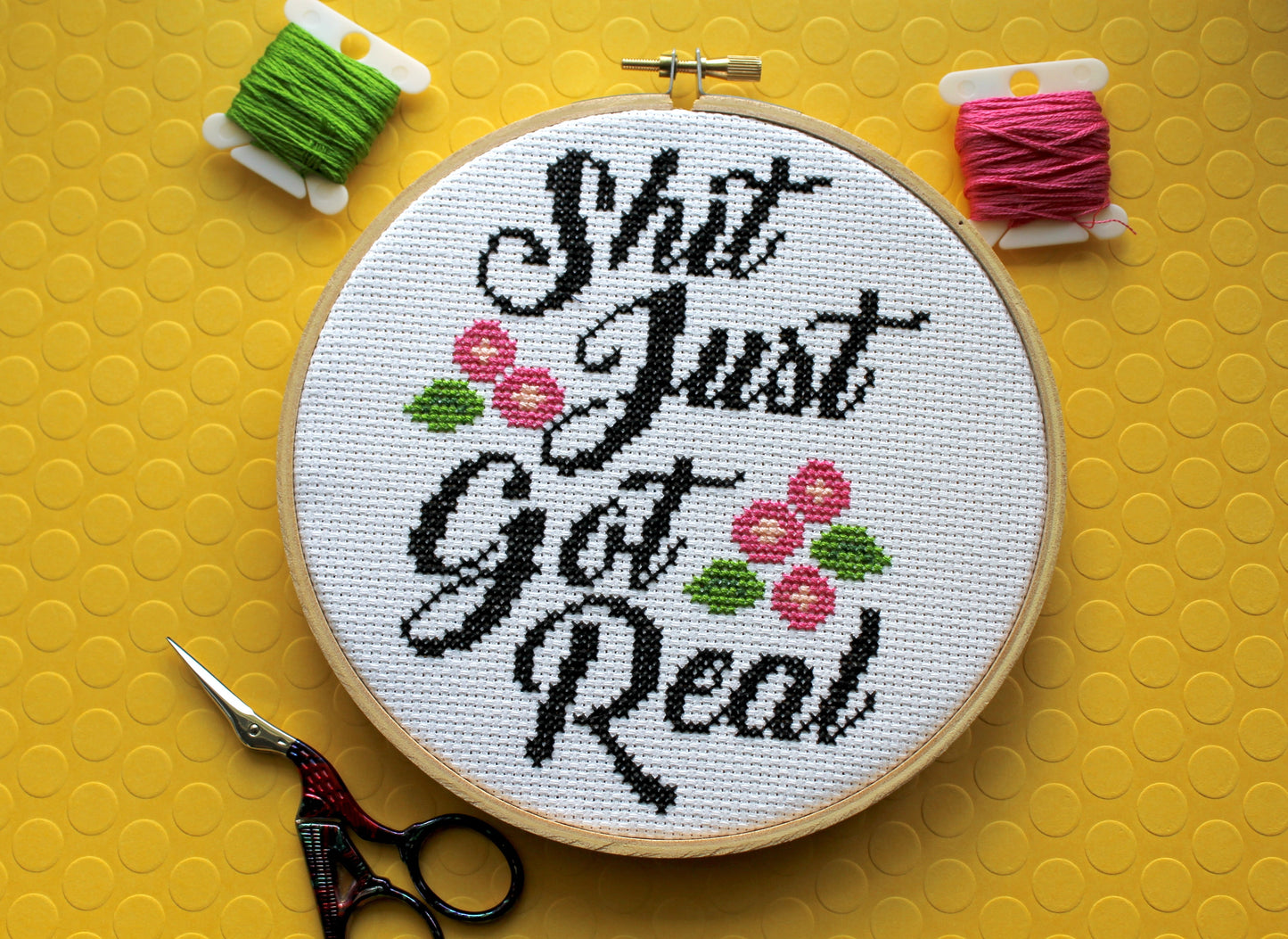 Sh*t Just Got Real Counted Cross Stitch DIY KIT Intermediate-2