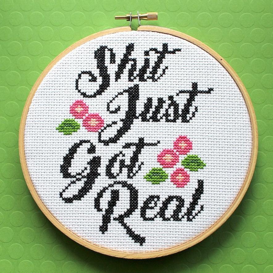 Sh*t Just Got Real Counted Cross Stitch DIY KIT Intermediate-0