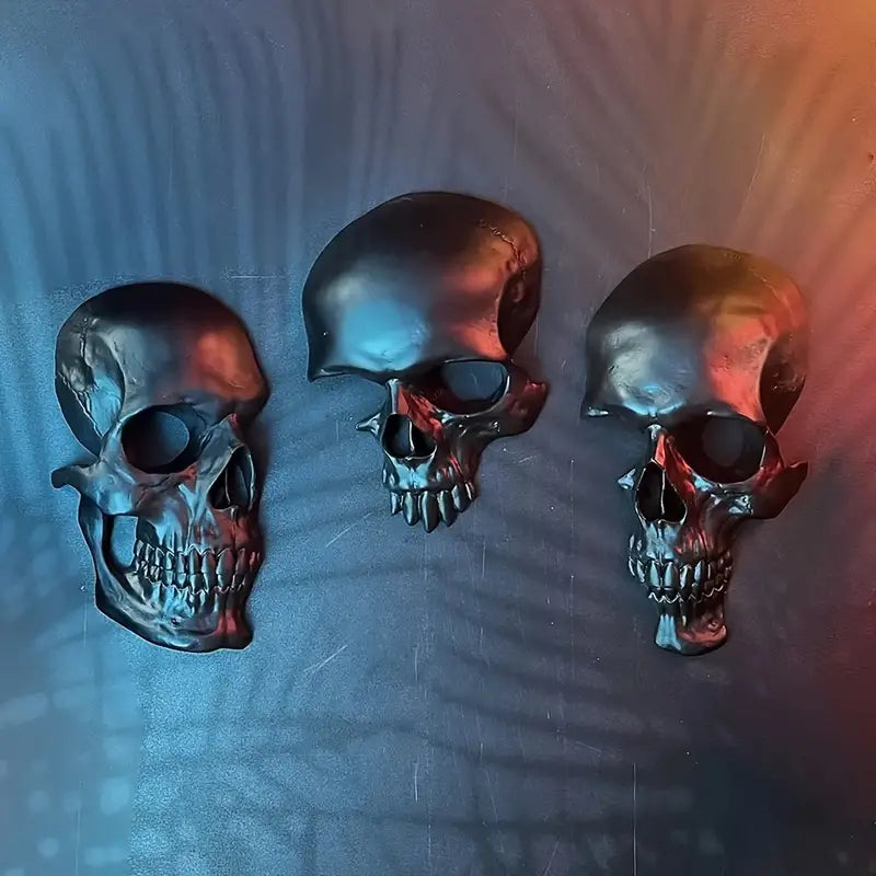Skull Ornaments 3-Piece Set – Goth-Inspired Resin Skeleton-2