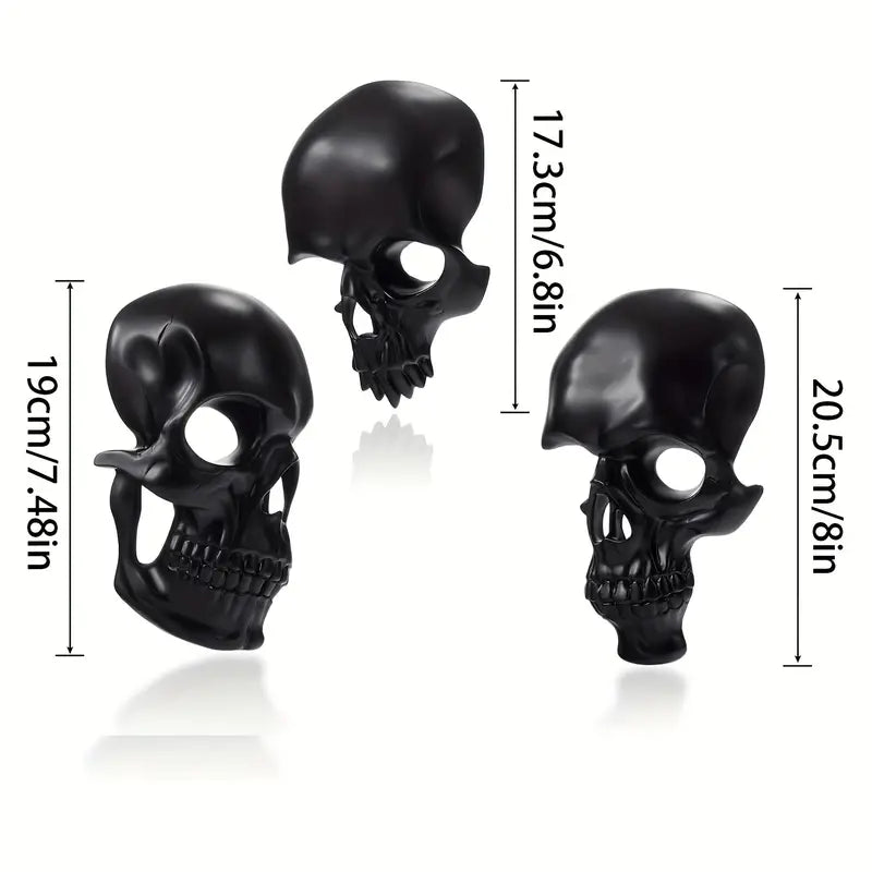 Skull Ornaments 3-Piece Set – Goth-Inspired Resin Skeleton-4
