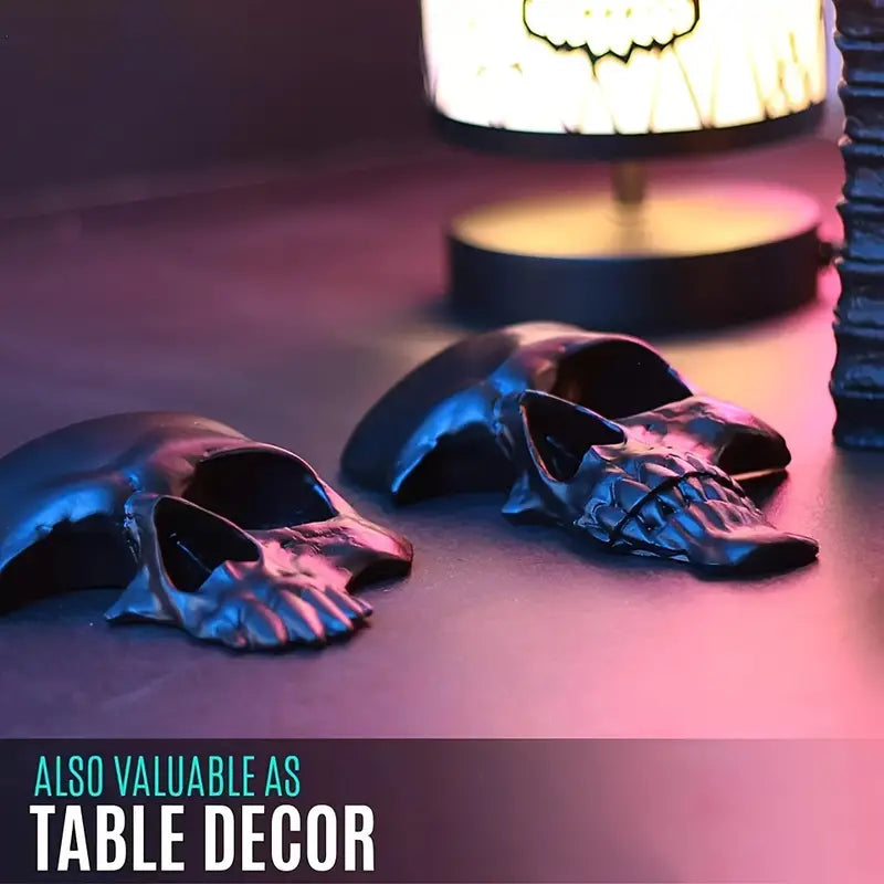 Skull Ornaments 3-Piece Set – Goth-Inspired Resin Skeleton-1