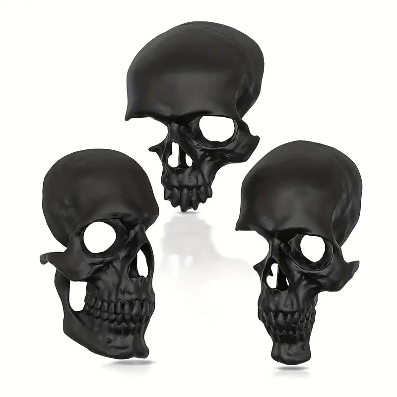 Skull Ornaments 3-Piece Set – Goth-Inspired Resin Skeleton-0