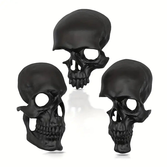 Skull Ornaments 3-Piece Set – Goth-Inspired Resin Skeleton-0