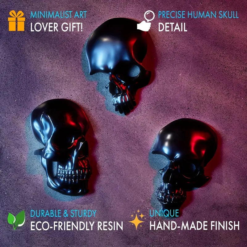 Skull Ornaments 3-Piece Set – Goth-Inspired Resin Skeleton-3